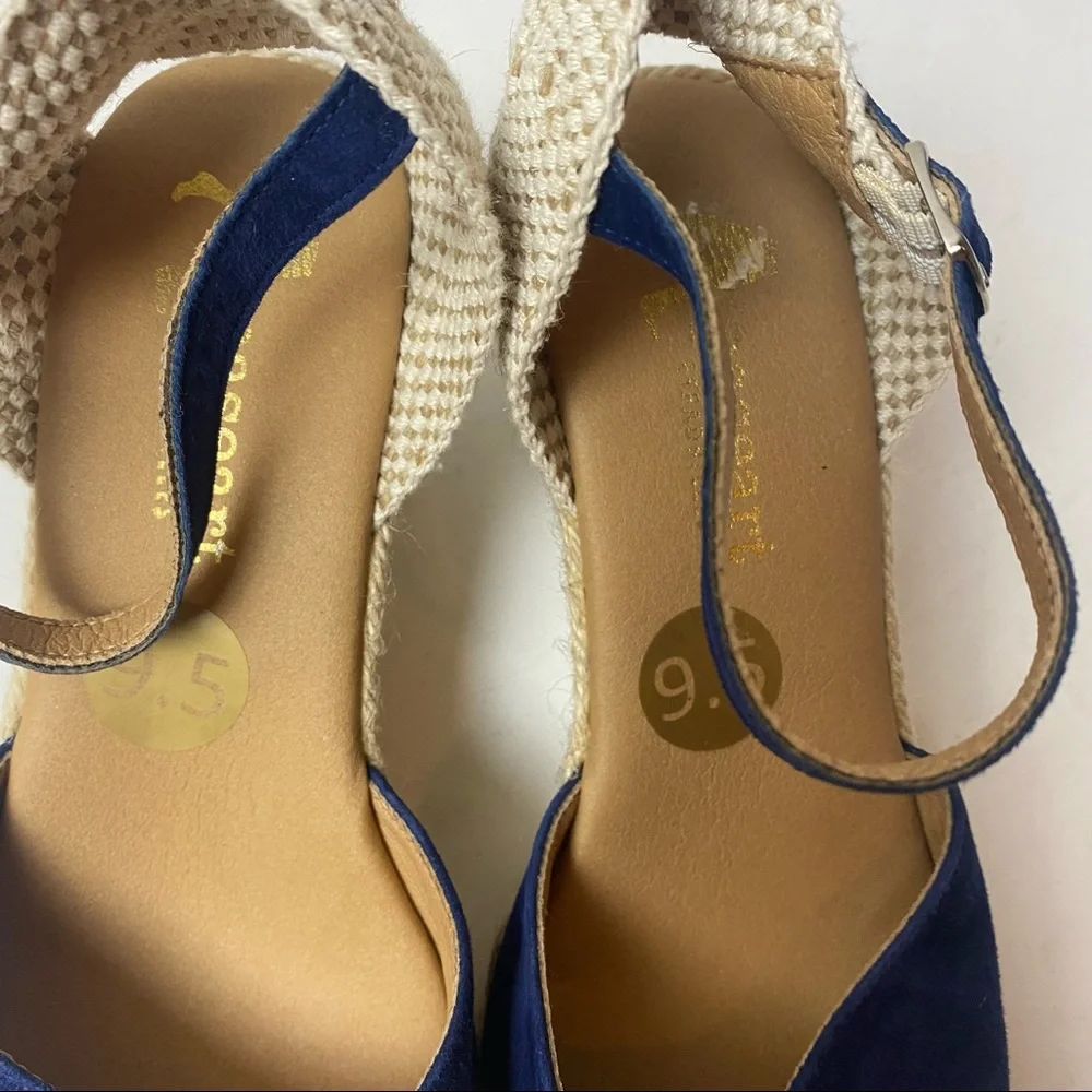 Paseart Espadrilles Sandals Navy Blue Strappy Sandals Suede Size 9.5 41 Spain
